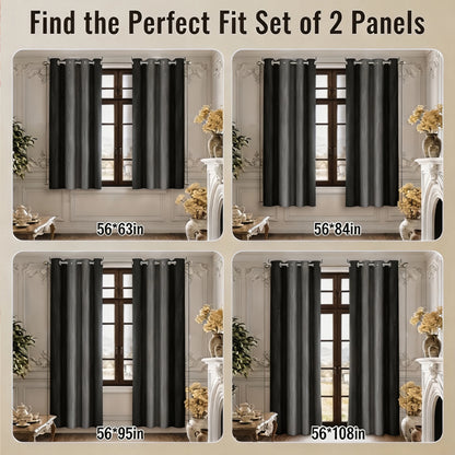 2 Panels Total Blackout Window Curtains, Grommet Top Drapes for Bedrooms, 100% UV Blocking, $ Sizes....