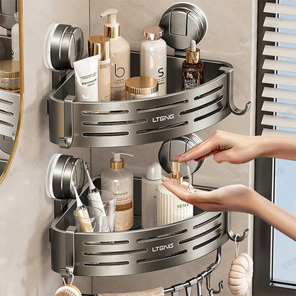 Wall Mounted Shower Basket, Rust-Free Suction Shelf, Quick Installation, No Tools Needed....