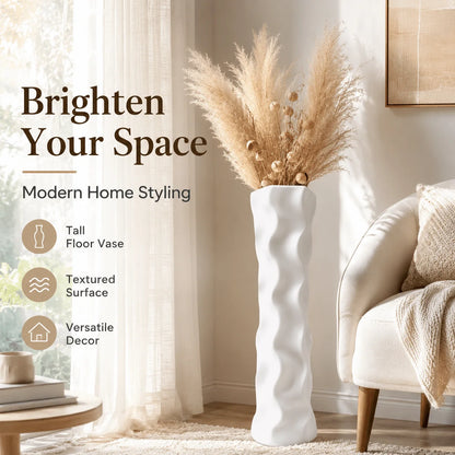 22.6 Inch Large Plastic Vase for Pampas Grass, Shatterproof Floor Vase