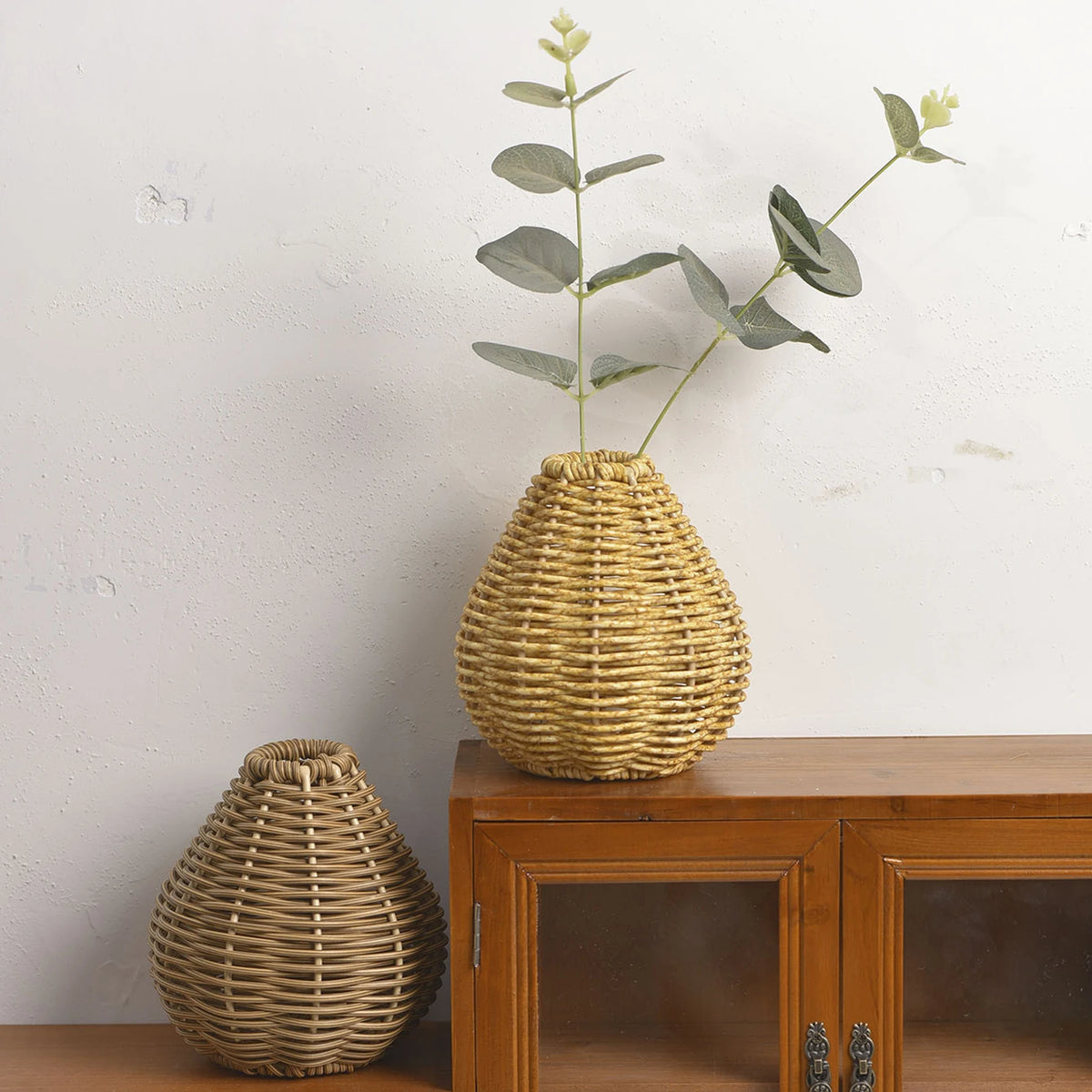 Handmade Vintage Hand Woven Rattan Vase