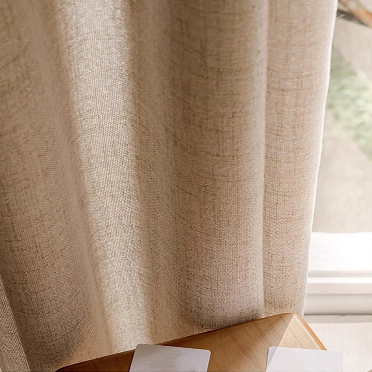2 Panels Natural beige Sheer Curtain, Grommet Top  For Living Room ,Translucent(52x84inch,52x96inch)