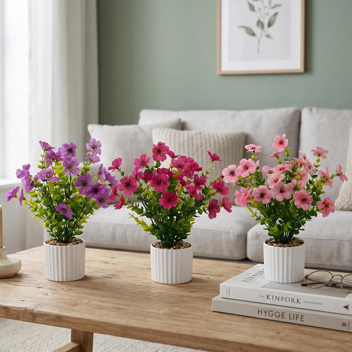 Set of 6 Artificial Potted Flowers Floral Arrangement...