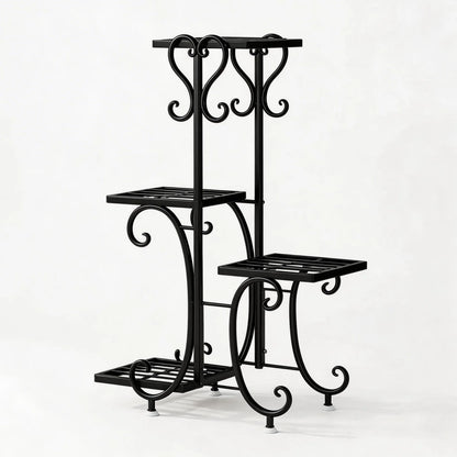 4 Tier Corner Metal Plant Stand, Flower Pot Shelf Indoor Outdoor