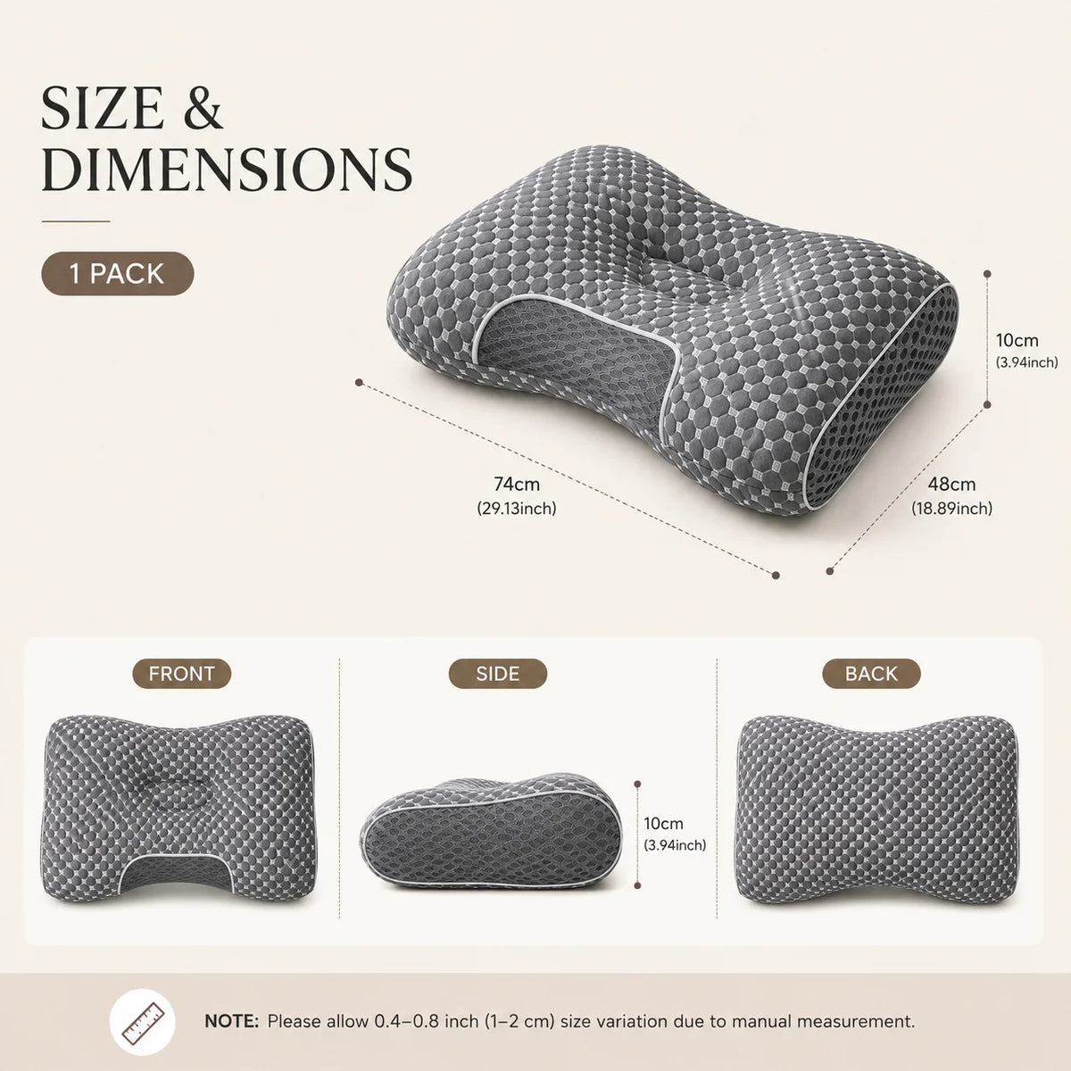 Cervical Pillow for Neck Support,  Breathable, for Head Neck & Shoulders