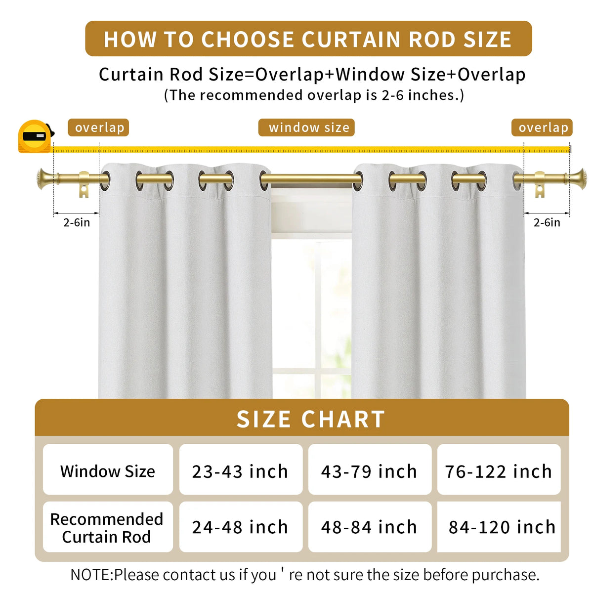 1 Set 5/8 Inch Diameter Heavy-Duty Curtain Rod, Telescoping, 5 Colors, 3 Sizes......