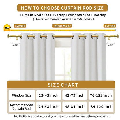 1 Set 5/8 Inch Diameter Heavy-Duty Curtain Rod, Telescoping, 5 Colors, 3 Sizes......