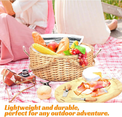 Handwoven Wicker Basket Set with Charcuterie Boards for  2