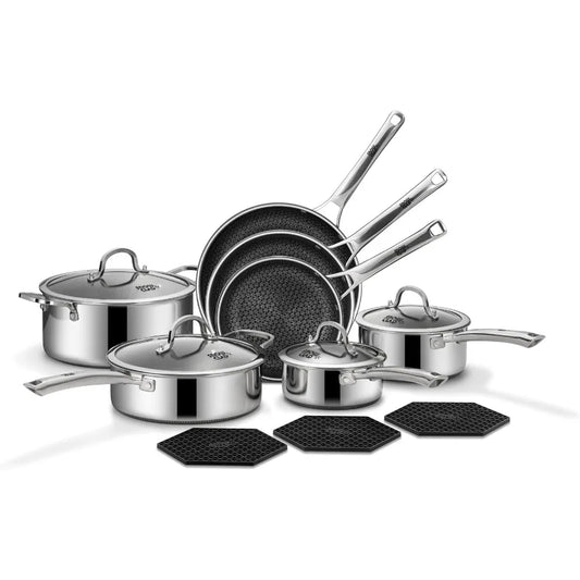 Hybrid Stainless Steel Non Stick 14 Pcs Cookware Sets....