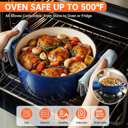 Nonstick Enameled Cast Iron Cookware Set, 7Pcs Pots and Pans Set.....