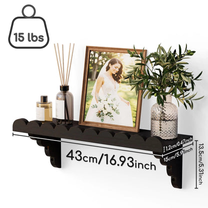 Rustic Wood Floating Wall Shelf with Wood Brackets.....