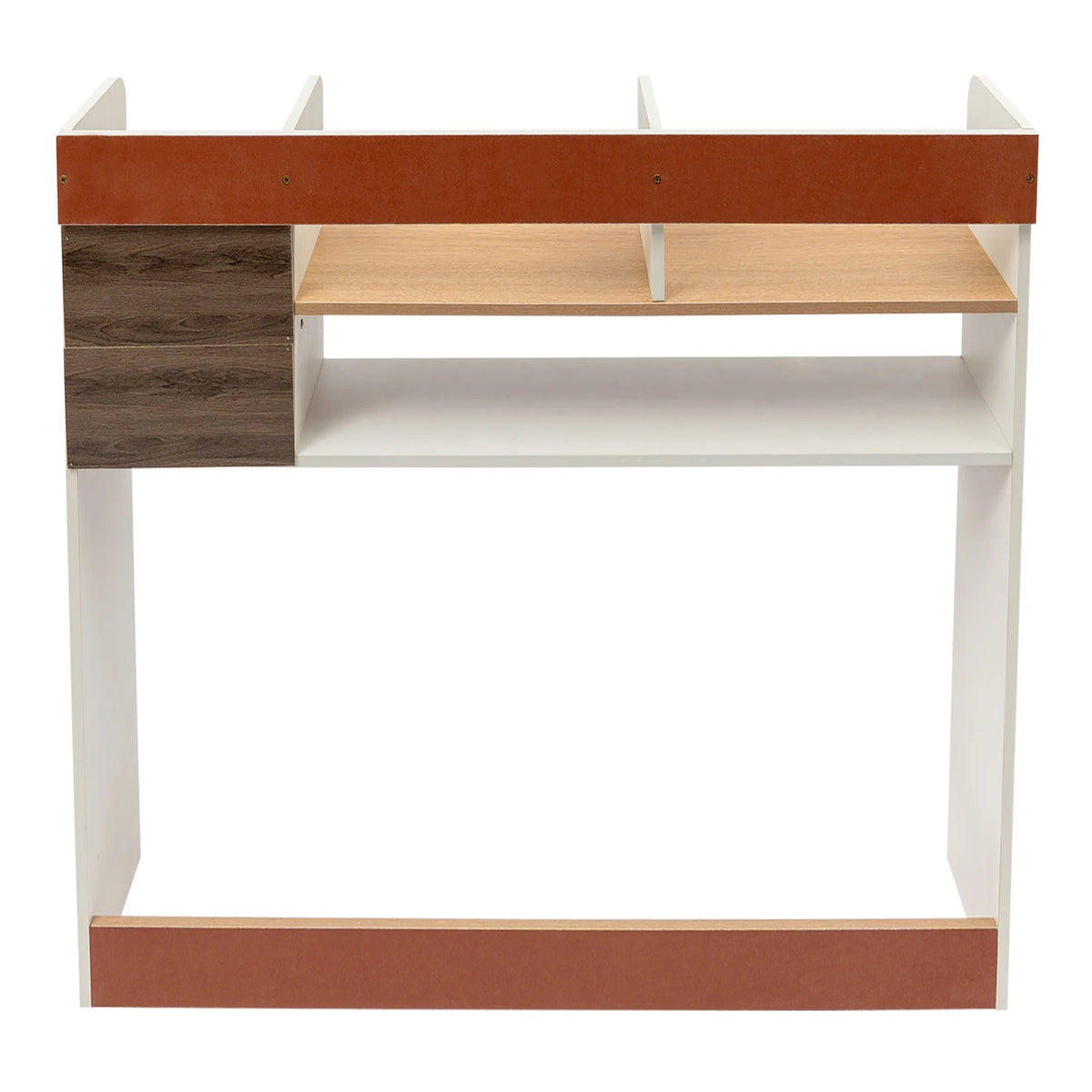 7-Compartment Wooden Desktop Bookshelf – MDF & Plywood Tabletop with 22.05lbs Load Capacity....