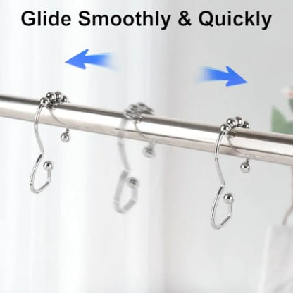 Stainless Steel Shower Curtain Hooks, 12 Pcs Metal Shower  Curtain Rings, Chrome .....