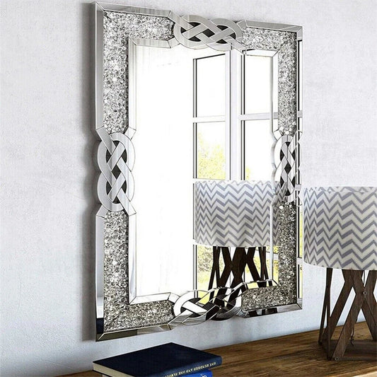 Large Rectangle Crystal Mirror Wall Art Crush Diamond  Wall-Mounted, 3 Sizes......