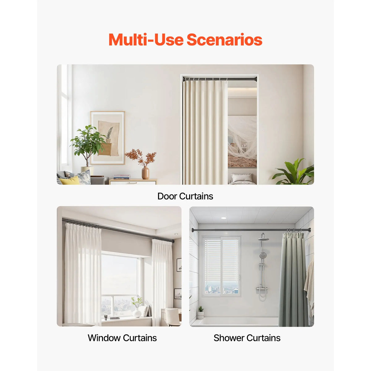 28-76 Inches, 1 Inch Diameter, Adjustable, Stainless Steel, Tension Shower Curtain, Closet Rod.....
