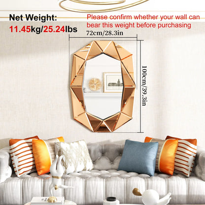 Irregular Decorative Wall Mirror 28x39 Inches with Beveled Diamond Edge