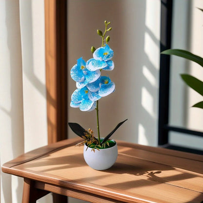 Realistic Artificial Orchid Potted Plant with Plastic Pot