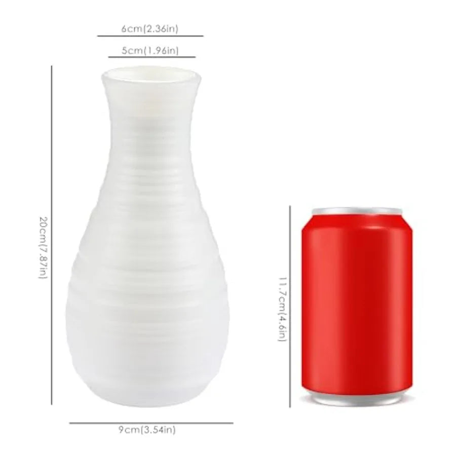 White Plastic Flower Vase, Ceramic-Look