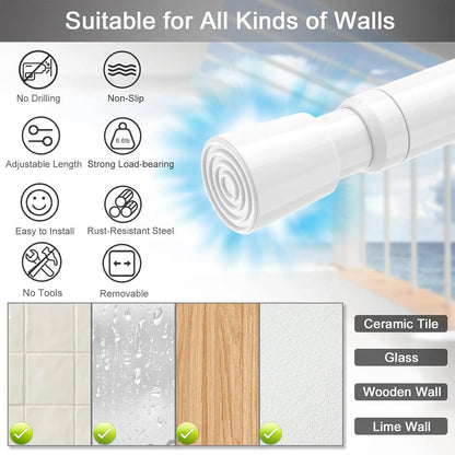 Spring Tension Curtain Rod 26-39in White No Drill