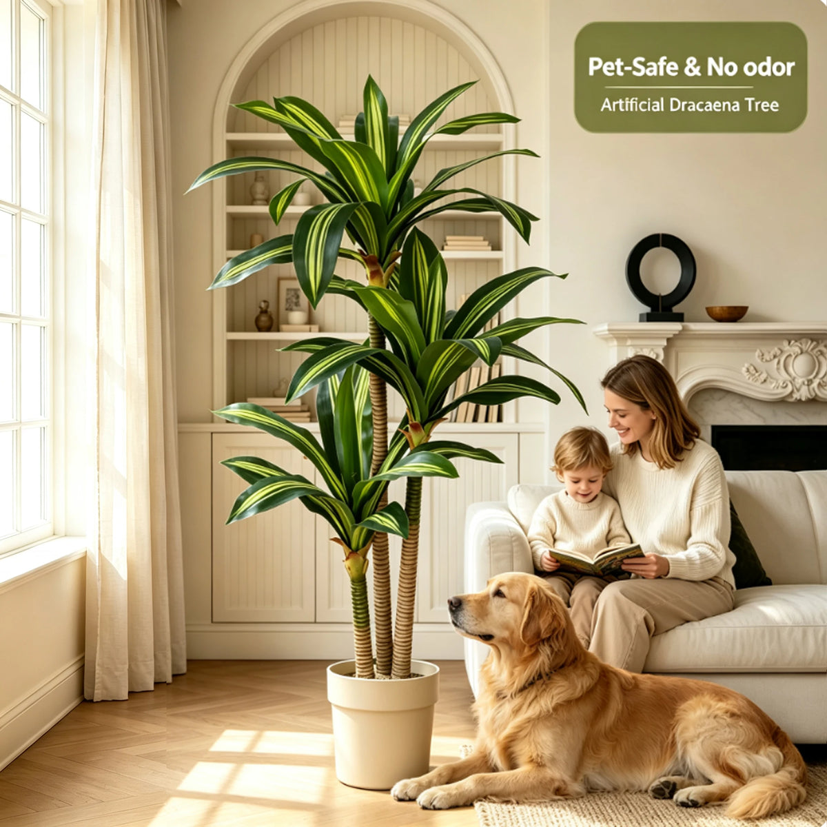 4ft/5ft/6ft Artificial Dracaena Tree in Pot - Realistic  Tropical Plant with Easy Assembly,