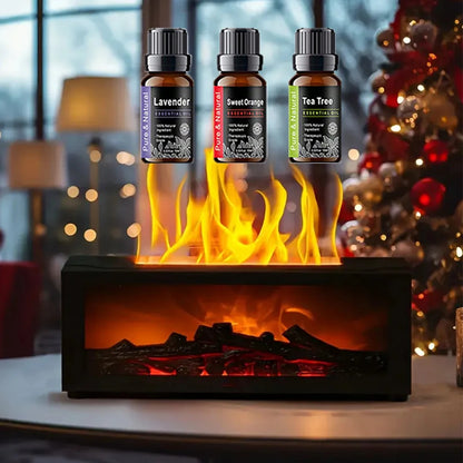 10 Oz. Flame Effect Humidifier & Diffuser, with Remote & Timer, Auto Shut Off, Realistic 6 Color Fireplace.....