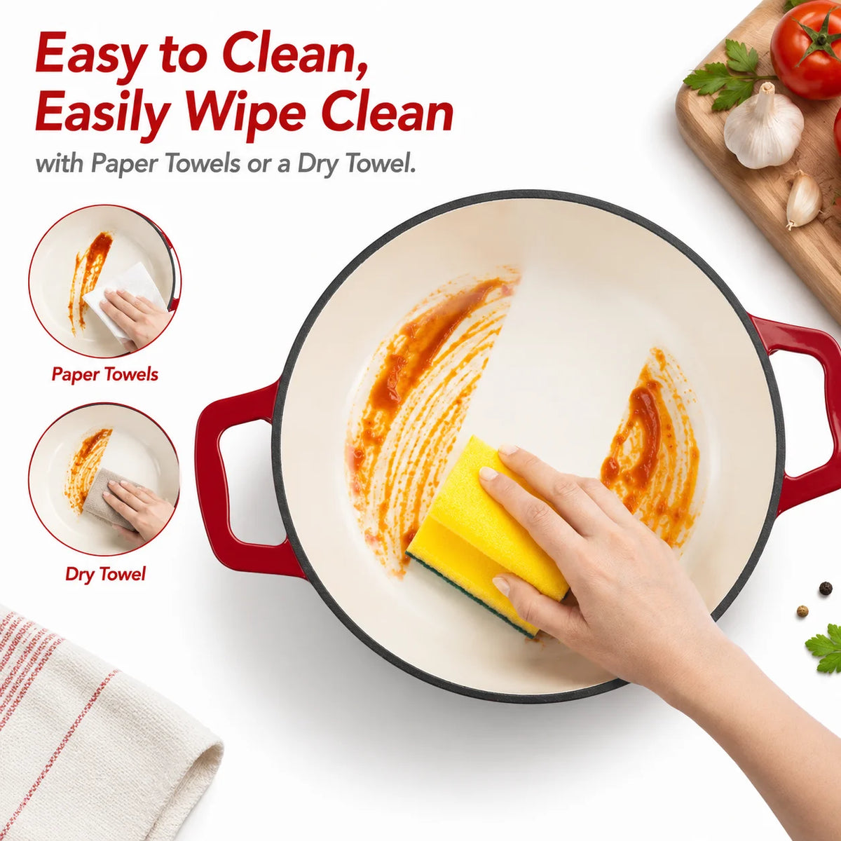 4.75Qt Enameled Cast Iron Dutch Oven With Lid, Non-Stick Enamel Coating, & Oven Safe....