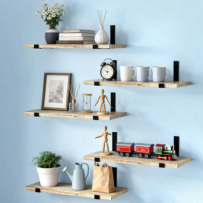 5/10Pcs Floating Shelves, 4.7 In Wide 16  Long  with Invisible Brackets, Rustic Wood .......