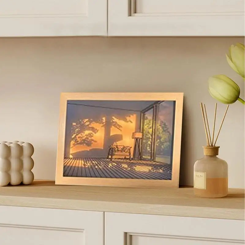 Creative Wall Art Painting, Lighting Picture Frame LED 3 Colors Night Light ....