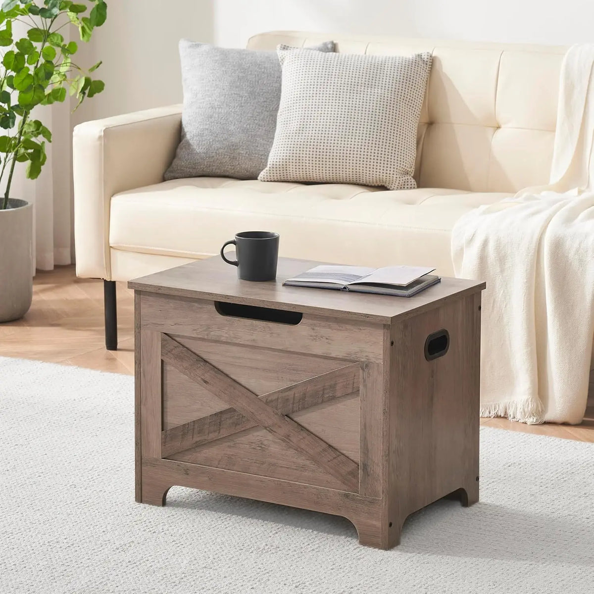 Storage Bench Storage Chest with 2 Safety Hinges Wooden