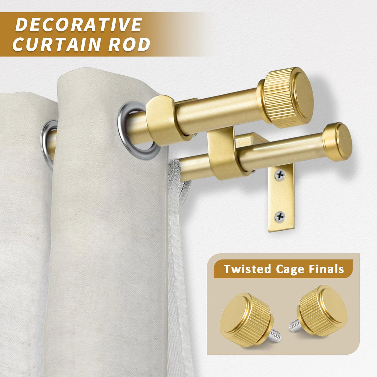 1 Set Of Double Heavy-Duty 5/8 Dia. Curtain Rod, Telescoping, 3 Sizes, 3 Colors.....
