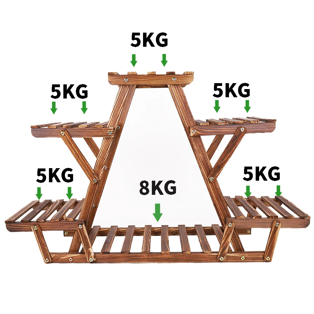 Carbonized Wood 6 Tiered Plant Stand, Indoor Outdoor....