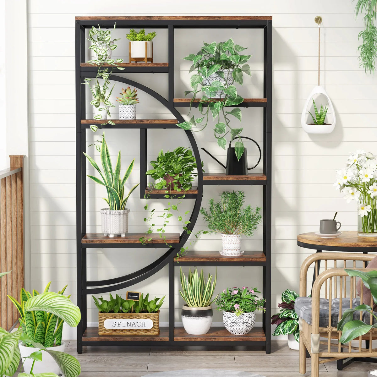 Bookshelf, 5 Tier Etagere Bookcase, Freestanding, 11.81"D x 37.4"W x 68.89"H