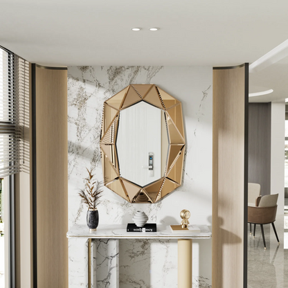 Irregular Decorative Wall Mirror 28x39 Inches with Beveled Diamond Edge