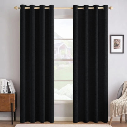 5 colors, 4pcs Set of Blackout Textured Curtains for Bedroom, 5 Sizes, Soft Fabric Window Curtains, Grommet Top Design