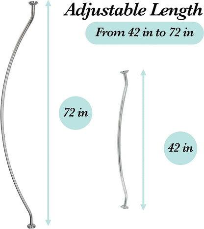 Adjustable Curved Shower Rod 42-72in Chrome No Hooks.......