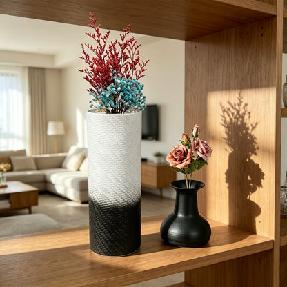 3-Tier Metal Floor Vases Set, Black & White Tall Vases....