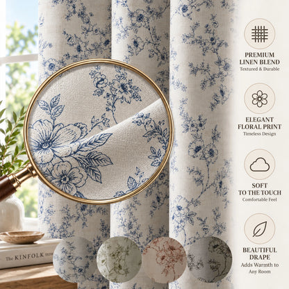 4 Panels, 4color Set Floral Print Blackout Curtains, Grommet Eyelet Energy, 4Sizes