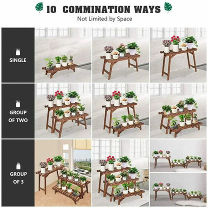 3 Tier Wooden Plant Stand Planter Organizer / 27.5x9.8x4.9 inch....