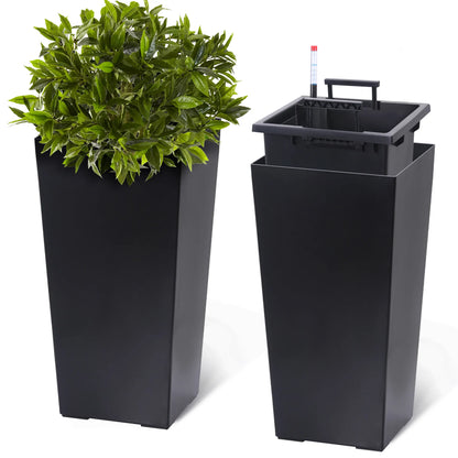 Set of 2 Modern Planters – Large Outdoor & Indoor Plant Pots with Self Watering System