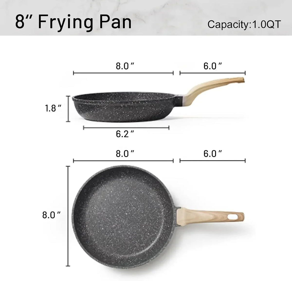 8 Inch Classic Granite Nonstick Frying Pan Skillet