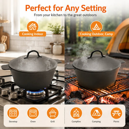 5.2Qt Lightweight Cast Iron Dutch Oven Honeycomb Base Non-Stick, Non- Stick.......