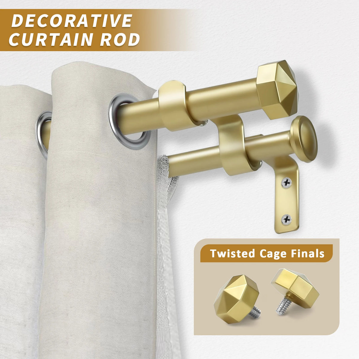 Heavy Duty Adjustable Curtain Rod, 5/8 Inch Diameter Double Window Drapery Rod Set, 28 to 120 Inches