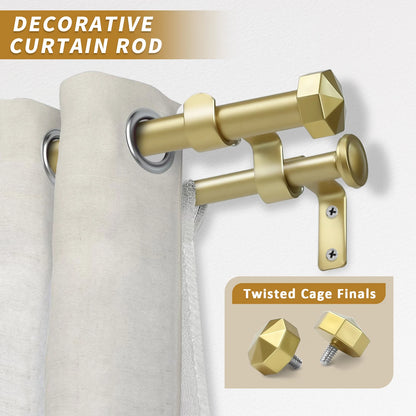 Heavy Duty Adjustable Curtain Rod, 5/8 Inch Diameter Double Window Drapery Rod Set, 28 to 120 Inches