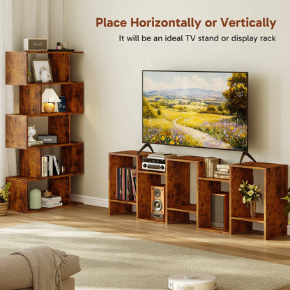 62IN Wooden Bookshelf 5 Tier Standing Shelf, Stable Frame....
