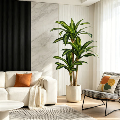 4ft/5ft/6ft Artificial Dracaena Tree in Pot - Realistic  Tropical Plant with Easy Assembly,