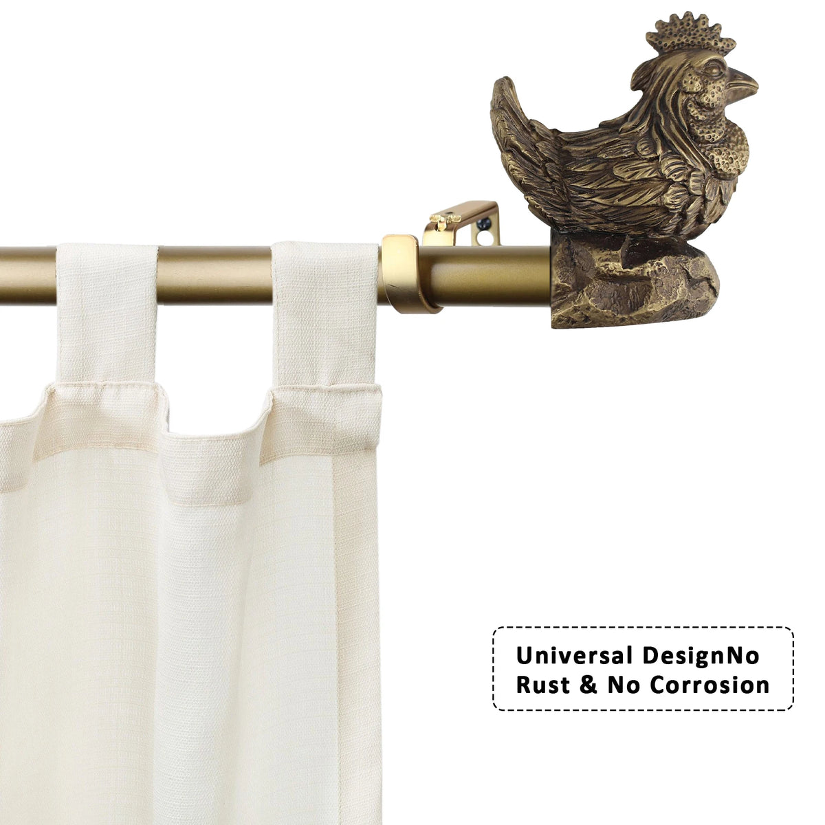 Heavy Duty Adjustable Curtain Rod Set, 3/4" Diameter Single Window Drapery Rod in 3 Sizes