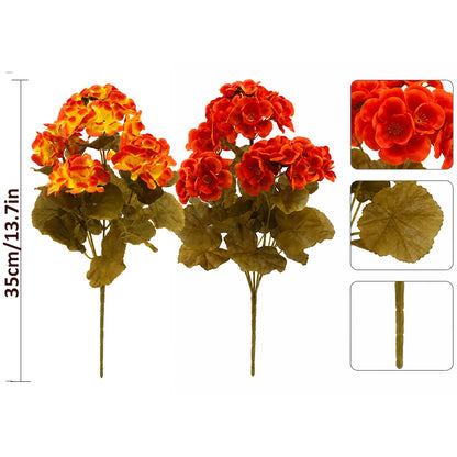 6pcs Artificial Fall Geranium Flowers Begonia Outdoor