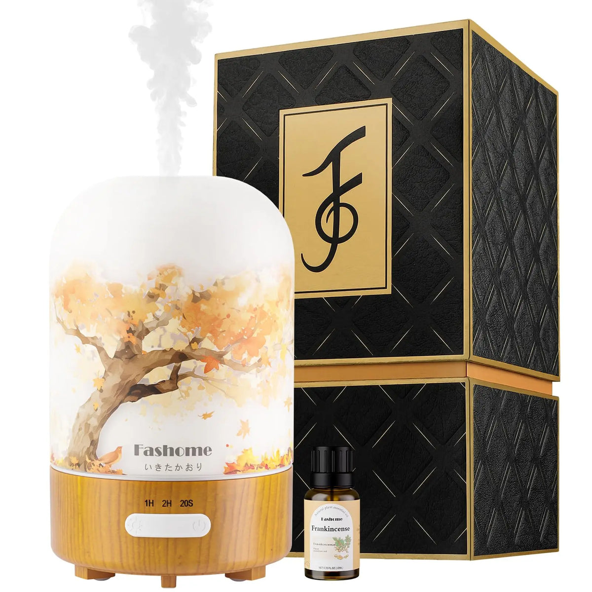 Essential Oil Diffuser, Ultrasonic Humidifier, Hand Blown Glass, Auto Shut-Off, 3 Modes White Lights, 3.3 Oz.3 Color.....