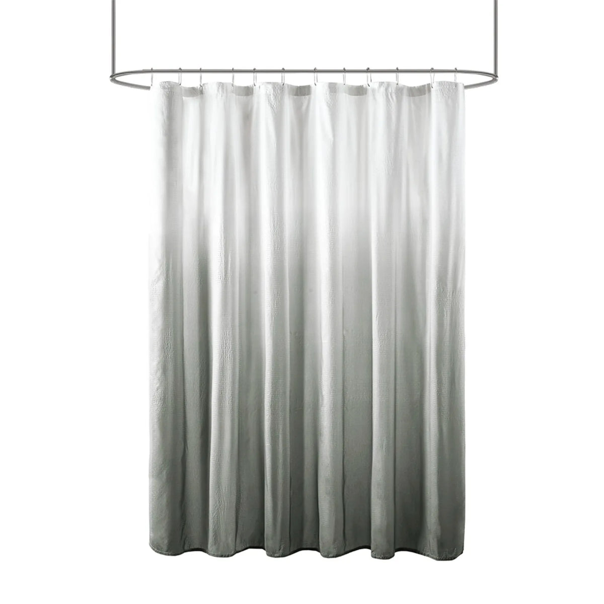 Shadow Printed Seersucker Shower Curtain Grey 72x72" Liner 12 Grommet Rust Proof Washable Machine Waterproof