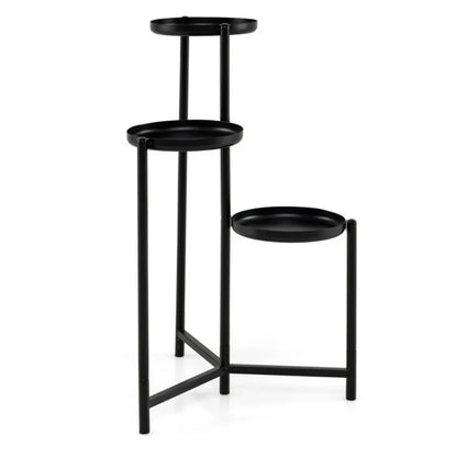 3-Tier Staggered Metal Plant Stand, Black Rustproof