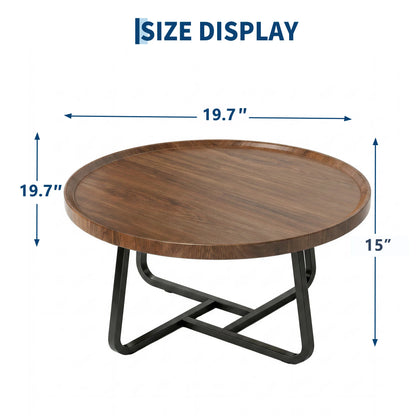 19.7in Minimalist small Round Side Table, With Metal Frame